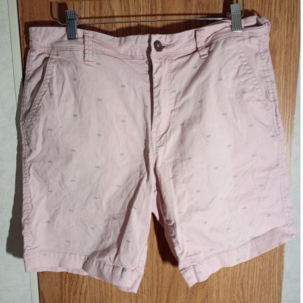 Mens Blush Pink Novelty Print Chino Shorts 32 Stretch Preppy Golf Summer Casual
